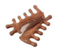 Ipetboom 2 Pièces Peigne de Massage Bois Fait Main Outil Polyvalent pour Chevelu Visage et Corps avec Crochet Nasal et Racloir pour Détente et Stimulation Circulation