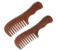 Ipetboom 2 pièces Peigne Large Bois de Santal pour Cheveux Bouclés Design Ergonomique Incurvé pour Massage Du Chevelu Lot de Coiffage pour Femmes et Hommes