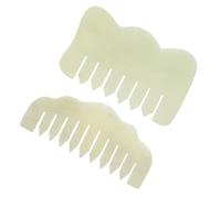 Ipetboom 2 pièces Peignes Jade pour Massage Du Chevelu Durables et Portables Outil de Stimulation Circulation et Relaxation Cervicale et Faciale