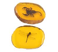 Ipetboom 2 pièces Pendentifs Résine Ambre Artificiel avec Insectes Libellule Scorpion Breloques Légères et Durables pour Création de Bijoux et Décoration Festive