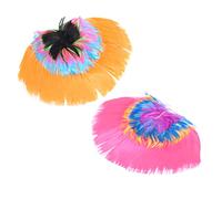 Ipetboom 2 Pièces Perruque de Cosplay Halloween Coiffure Colorée Crête Arc Ciel Arc Ciel pour Fête et Performance