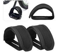 Ipetboom 2 Pièces Sangles de Pédales de Vélo en Polyester Noir Système de Fixation Réglable pour Adultes, Compatibles Universellement, pour VTT et Entraînements Intensifs