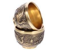 Ipetboom 2 pièces Tasses à Thé Vintage Cuivre avec Motif Dragon Feng Shui Petites Coupes Anciennes pour Thé ou Liqueur Design Chinois Classique Stable et Élégant
