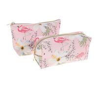 Ipetboom 2 pièces Trousse Maquillage Flamants Roses Capacité Spacieuse Sac Cosmétiques Voyage Femme Organisateur Toiletries Pouch Compact et Pratique