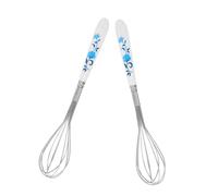 Ipetboom 2 pièces Œufs Manuel Inox avec Poignée Céramique Mini Fil Métallique pour Battre Fouetter Mélanger Œufs et Crème Cuisine