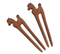 Ipetboom 2 Pièces Wooden Hairpin Vintage Zodiac Horse Hair Sticks Traditional Chinese Style Hair Accessories For Women Chignon Updo