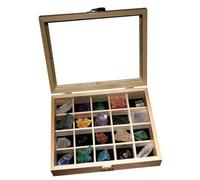 Ipetboom 20 pièces Boîte de Spécimens de Pierres Naturelles Colorées Outil Enseignement Collection Minéraux avec Coffret Bois Décoration Maison et Matériel Éducatif Garçon Fille