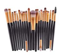 Ipetboom 20pièces Kit de Pinceaux Cosmétiques avec Pochette Portable pour Maquillage Noir et Doré