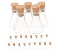 Ipetboom 24 pièces Lot de Mini Bouteilles Verre Transparentes avec Bouchons Liège Bocaux DIY Compacts et Portables pour Créations Décoration de Potions Souhaits et Messages Petits Flacons