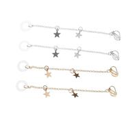 Ipetboom 2paires Boucles Oreilles Anti-perte Clip avec Pendentif Long et Support pour Écouteurs Doré Argenté