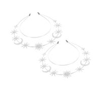 Ipetboom 2pièces Bandeaux à Deux Couches Avec Éléments De Lune Et Étoile à Six Pointeurs Accessoires Métalliques Pour Mariages Et Fêtes