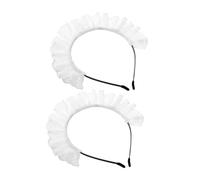 Ipetboom 2pièces Bandes de Dentelle Blanche Lot de Serre-tête de Soubrette pour Cosplay et Coiffe Vintage de Soubrette pour Halloween et Tea Party