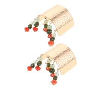 Ipetboom 2pièces Barrette à Boucle Style Chinois avec Pompon et Perles de Verre Attache pour Queue de Cheval Décorative Accessoires de Coiffure pour Femmes