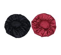 Ipetboom 2pièces Bonnet De Sommeil Élastique Lot De Chapeaux De Nuit Satin Rouge Et Noir Pour Garder Cheveux Place Pour Maquillage
