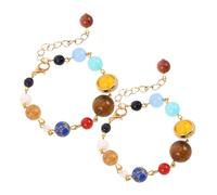 Ipetboom 2pièces Bracelet Système Solaire Pierre Pour Femme Bracelet Astronomie Huit Planètes Ajustable Bijou Univers Galaxie