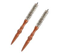 Ipetboom 2pièces Brosse de Coiffure Ronde Bois avec Poils de Sanglier Peigne à Franges pour Cheveux Courts et Fins Lot de Mini Brosses Antistatiques pour Brushing et Coiffage Précis