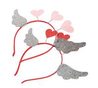 Ipetboom 2pièces Coeur Serre-tête Cupidon Lot De Bandeau Forme De Cœur Paillettes Accessoires Saint-valentin Pour Femme Mariage Fête