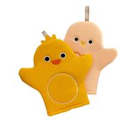Ipetboom 2pièces Gants De Bain Anti-dérapants Avec Design Cartoon Adorable Gants De Bain Doux Pour La Famille Jaune Rose