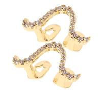 Ipetboom 2pièces Grills Zircon Doré Pour Femmes Accessoires De Dents Factice Bijoux Cosplay Halloween Capuchons De Dents Élégants Pour Fêtes Et Événements Spéciaux