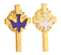 Ipetboom 2pièces Lot de Broches Vintage Forme de Croix avec Oiseau de Paix pour Femmes à Porter Boutonnière Lors de Baptême Première Communion ou Événements Religieux