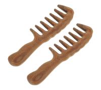 Ipetboom 2pièces Lot de Peignes Bois à Dents Larges pour Cheveux Secs et Mouillés Masseur de Chevelu Bois de Santal Démêleur pour Cheveux Bouclés ou Lisses