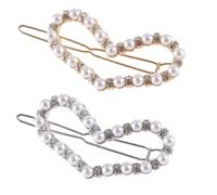 Ipetboom 2pièces Lot de Pinces à Cheveux Cœur Perles et Strass Épingles Coiffure Creuses