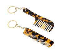 Ipetboom 2pièces Mini Peignes à Dents Larges Avec Porte-clés Accessoires De Voyage Pratiques Pour Cheveux Bouclés Et Ondulés Combinaison De Peigne Et Porte-clés Acétate Imprimé