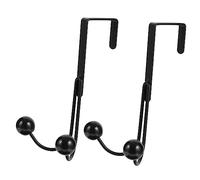 Ipetboom 2pièces Patères Porte Multifonctions Mat Noir Crochet Double Pour Porte Porte-manteaux Sans Perçage Espace Gain Place Pour Chambre Et Porte-cintres Lot