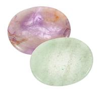 Ipetboom 2pièces Pierres De Massage Naturelles Améthyste Et Aventurine Pierres De Pouce Taillées Main Décor De Bureau Pour Relaxation