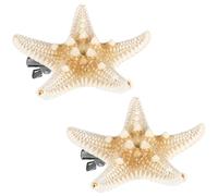 Ipetboom 2pièces Pince à Cheveux Étoile de Mer Naturelle Forme de Cinq Branches Barrette Étoile pour Coiffure Femme Fille Couleur Aléatoire