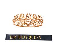 Ipetboom 2pièces Set Couronne Rhinestones Et Sash Imprimé Pour Fête Anniversaire Fille Accessoires De Décoration Éblouissants Pour Célébrations