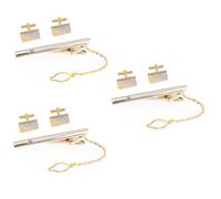 Ipetboom 3 Ensembles Clip de cravate de bouffée en or Clip à cravates pour hommes de e masculin clé boutons de manchette hommes bouton de manchette pour alliage Doré