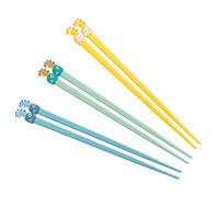 Ipetboom 3 paires Baguettes Réutilisables Légères et Compactes Design Dinosaure pour Garçon Fille Résistantes Au Lave- Set de Colorées Jaune Bleu Vert