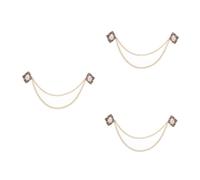 Ipetboom 3 Pièces Accessoires De Broche Élégant Pour Homme Rétro Pull-over Broche Avec Chaîne Châle Broches Et Épingles Accessoire Vestimentaire Ancien Revers Mariage Alliage De Zinc Doré