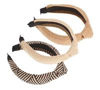 Ipetboom 3 Pièces bandeau noué à large bord couvre-chef de chimio pour femmes Bandeau tricoté à nœud fille hair charms hair toppers bandeaux en raphia bandeaux fins pour femmes en tissu