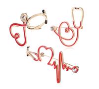 Ipetboom 3 pièces Broches Décoratives Stéthoscope pour Médecins et Infirmières Épingles Boutonnière Colorées pour Blouse Sac et Veste Cadeau Original Professionnel