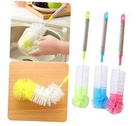 Ipetboom 3 pièces Brosses de Bouteille avec Manche Long Acier Inoxydable Têtes Rondes Colorées Flexibles Brosse de Nettoyage Multifonctionnelle pour Bouteilles Eau Mugs Couleur Aléatoire