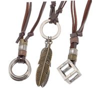 Ipetboom 3 pièces Collier Cuir Rétro Double Cercle pour Hommes et Femmes Cordon Pendentif Élégant Accessoires Mode Costume Jewelry Sets