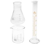 Ipetboom 3 Pièces Kit Scientifique de Laboratoire Verre Bécher Fiole Erlenmeyer Cylindre Gradué Matériel Chimie Précis pour Mesures Faciles et Fiables
