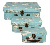 Ipetboom 3 pièces Lot Valisettes Carton Décoratives à Imprimé Floral avec Poignées Métal Boîtes Rangement Carton pour Cadeaux Loisirs et Stockage