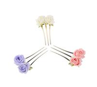 Ipetboom 3 Pièces Peony Flower Chinese Style Hairpins Lightweight Retro Chignon Pins For Women Traditional Hair Forks In Beige