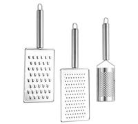 Ipetboom 3 Pièces Râpe Multifonction Cuisine en Acier Inoxydable Argenté avec Râpe Moyenne et Trancheuse pour Gingembre et Fromage, Préparation Alimentaire Cuisine