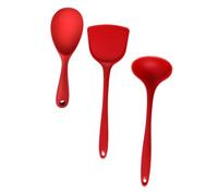 Ipetboom 3 pièces Set Ustensiles Cuisine Silicone Cuillère Riz Louche Spatule Ergonomique Résistante Chaleur pour Cuisine Quotidienne