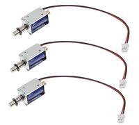 Ipetboom 3 Pièces Solénoïde Push Pull Mini Électroaimant Rétractable Installation Facile avec Dents Latérales Consommation Électrique pour Équipements Industriels et Mécaniques