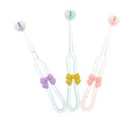 Ipetboom 3 Pièces Toothbrush Set With Bowknot Design Soft Three Sided Bristles For Gentle Cleaning Travel Friendly Cute Training Brush For