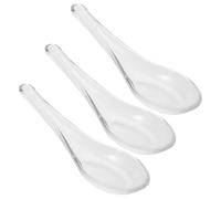 Ipetboom 3 Pièces Transparent Glass Dessert Spoons Set Small Reusable Heatproof Serving Spoons For Soup Yogurt And Sweet Dishes Kitchen Essentials For Asian Dining And Buffet