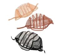 Ipetboom 3 Pièces Wig Caps Elastic Mesh Hair Nets With Adjustable Straps For Secure Fit Beige Breathable Hair Net For Wig Making And Styling Accessories