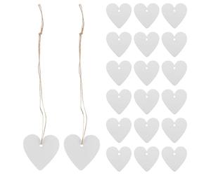 Ipetboom 30 pièces Pendentifs Cœur Bois avec Trou pour Suspendre Décoration Romantique Mariage et Anniversaire Ornements Écologiques Bois Blanc avec Corde pour Cadeau Noces et Décoration