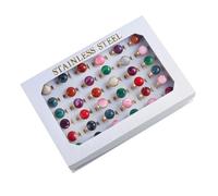 Ipetboom 36pièces Bague Femme Délicate Avec Pierre Pour Femme Et Fille Assortible Avec Vêtements Cadeau Original Pour Cher