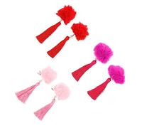 Ipetboom 3paires Pince à Cheveux Style Chinois Avec Pompons Et Franges De Barrettes Pour Filles Accessoire Élégant Et Adorable Pour Coiffures